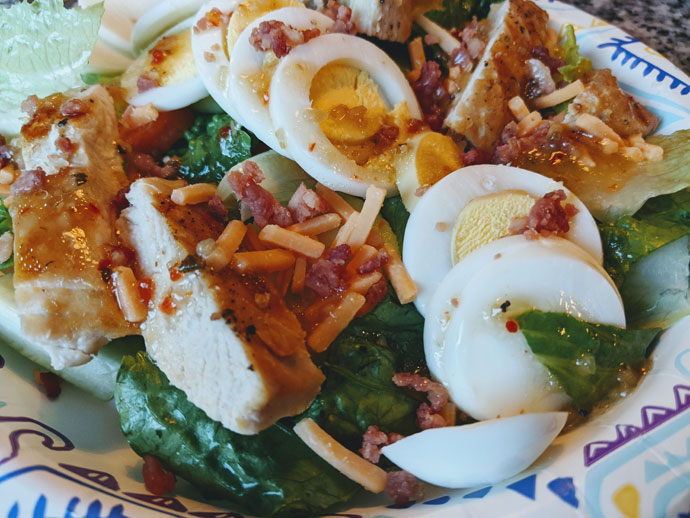 Entree Salad with Grilled Chicken and Hard-boiled Eggs